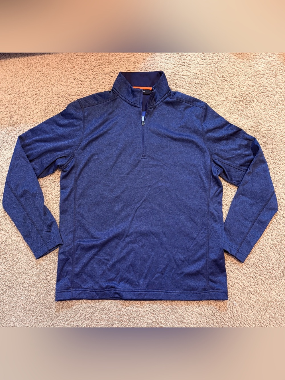 Bugatchi Men's Blue Solid Quarter Zip Mock Neck Pullover Long Sleeve Size L